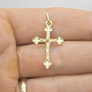 Real 10K Solid Gold Cross Pendant Genuine Gold Crucifix Stamped 10K ITALY